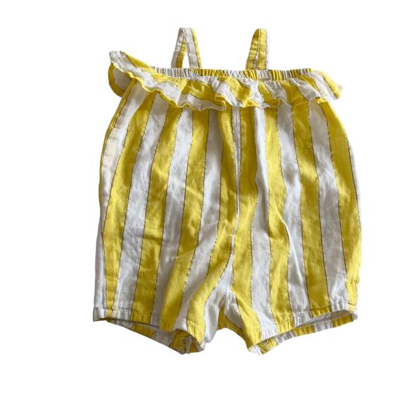 Carrement Beau Girls White Yellow Metallic Striped Summer Romper size 12 M - Picture 7 of 8